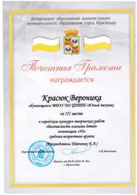 Красюк Вероника награждена почетной грамотой за III место в  итоги городском конкурсе творческих работ «Безопасность глазами детей»!  