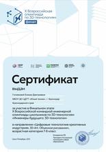 Головкова Есения Дмитриевна. Сертификат