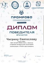 Чигрин Святослав, диплом победителя